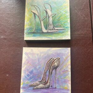 Two SHOE Canvas Wall Art Pieces each measures 8"x8"